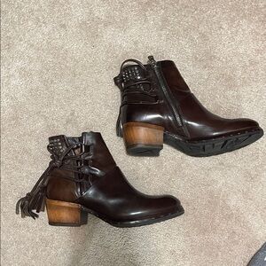 A.S.98 Dark Brown Leather Ankle Boots with Studded Detail